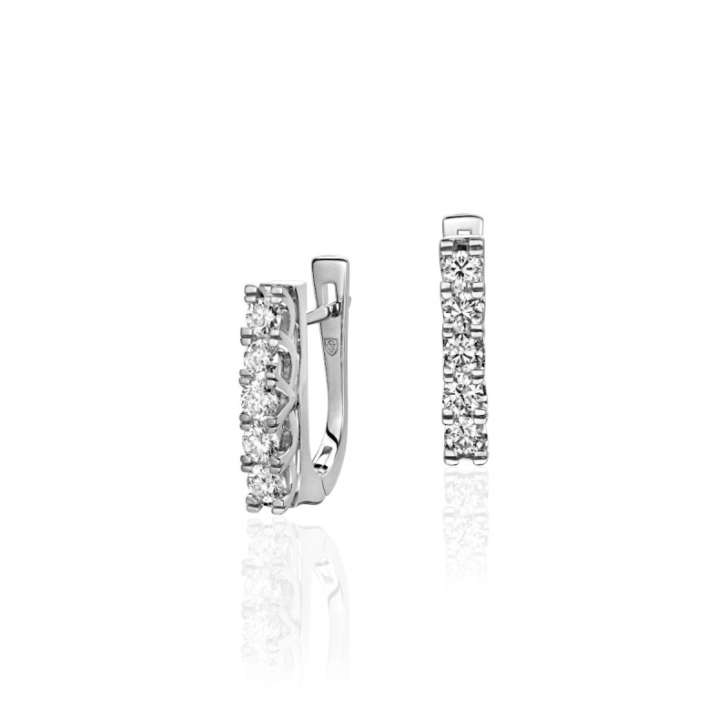 Серьги из белого золота 585 пробы с бриллиантами 01С623068
