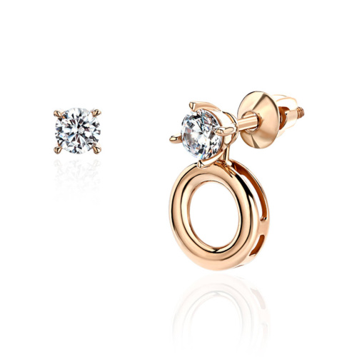 Серьги из красного золота 585 пробы с фианитами 01С1114129