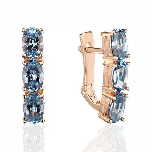 Серьги из красного золота 585 пробы со шпинелью 01С215780-1