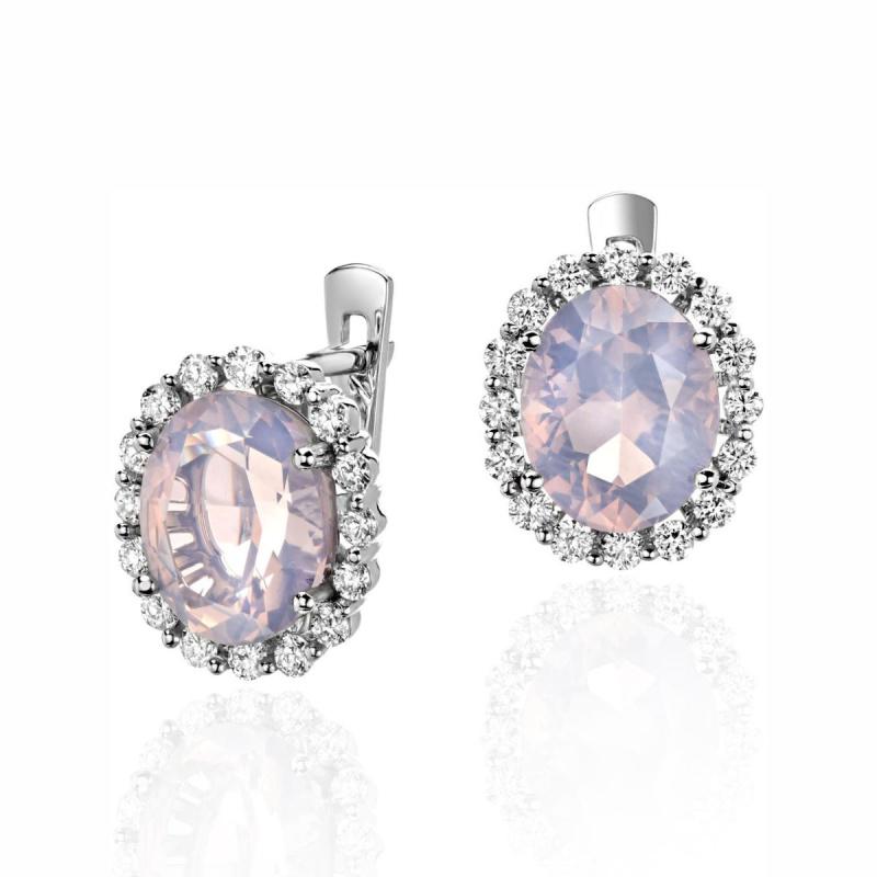 Серьги из белого золота 585 пробы с сапфирами и бриллиантами 01С627271-3