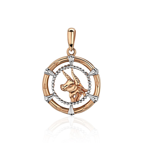 Подвеска "Телец" из красного золота 585 пробы без вставок 01Д0111605Р