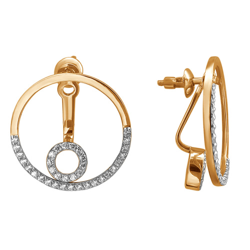 Серьги из красного золота 585 пробы с фианитами 01С1114122Р