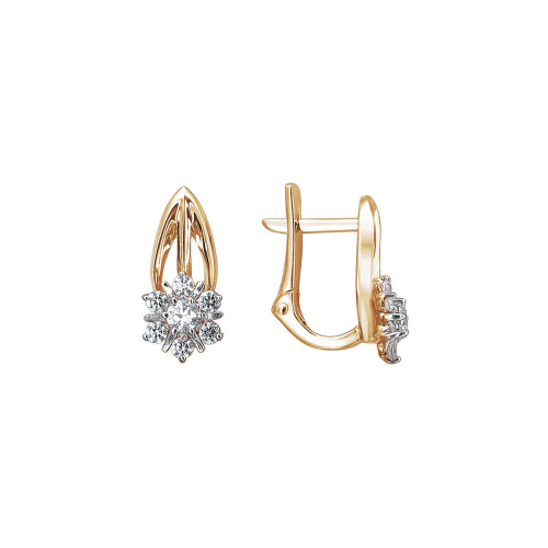 Серьги из красного золота 585 пробы с фианитами 01С119426