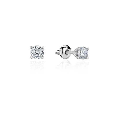 Серьги из белого золота 585 пробы с фианитами 01С124247