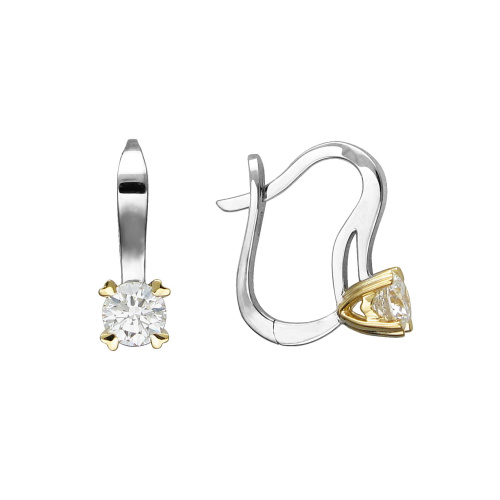 Серьги из комбинированного золота 750 пробы с бриллиантами 01С6813449