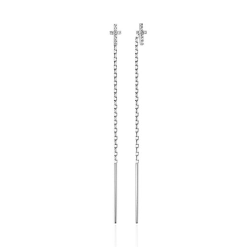 Серьги из белого золота 585 пробы с фианитами 01С126593