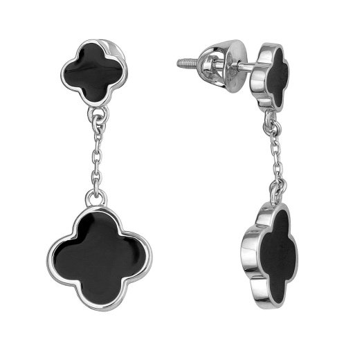 Серьги из белого золота 585 пробы с эмалью 01С0214060Э