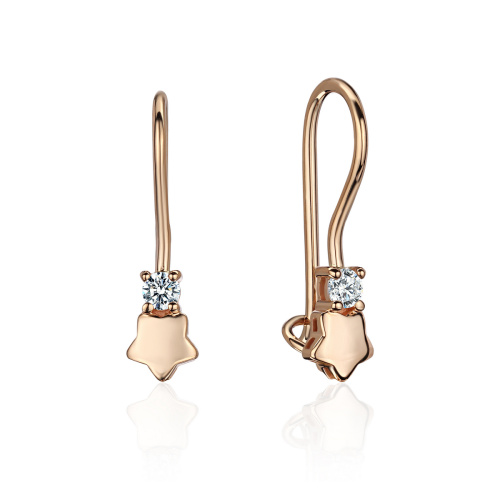 Серьги из красного золота 585 пробы с фианитами 01С1117008