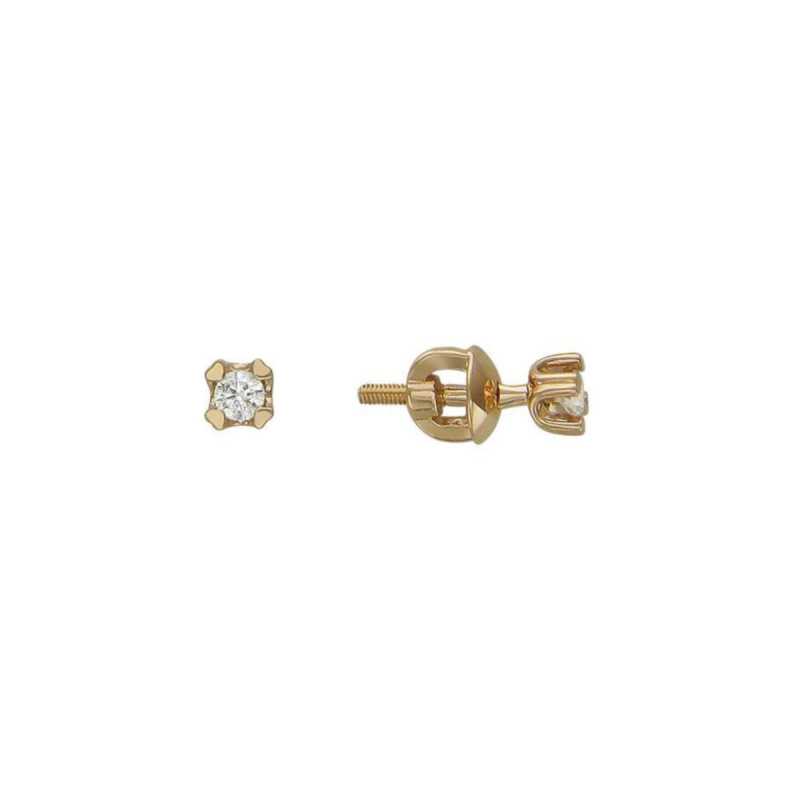 Серьги из красного золота 585 пробы с фианитами 01С116778