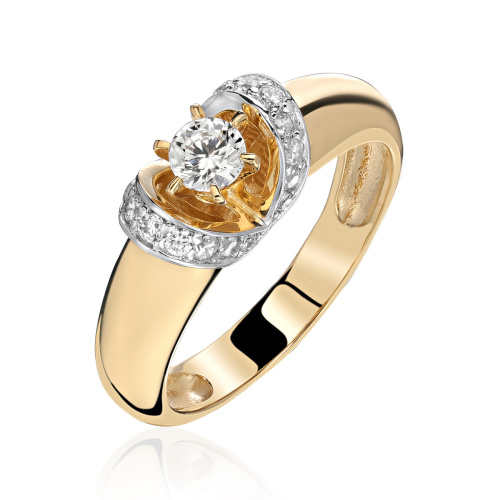 Кольцо из желтого золота 585 пробы с фианитами 01К134890