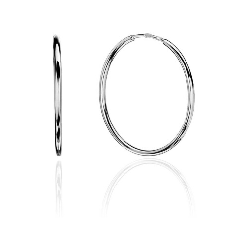 Серьги кольца из белого золота 585 пробы без вставок 01С020414