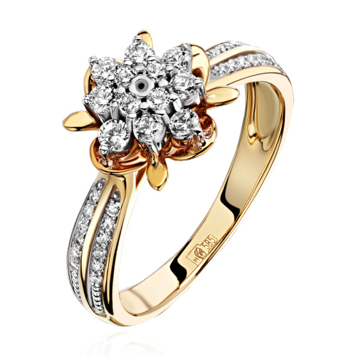 Кольцо из комбинированного золота 585 пробы с фианитами 01К1615261Ж