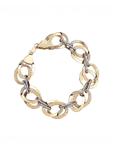 Браслет из комбинированного золота 585 пробы без вставок 01Б063117