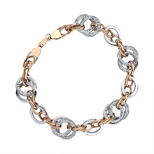 Браслет из комбинированного золота 585 пробы без вставок 01Б063136