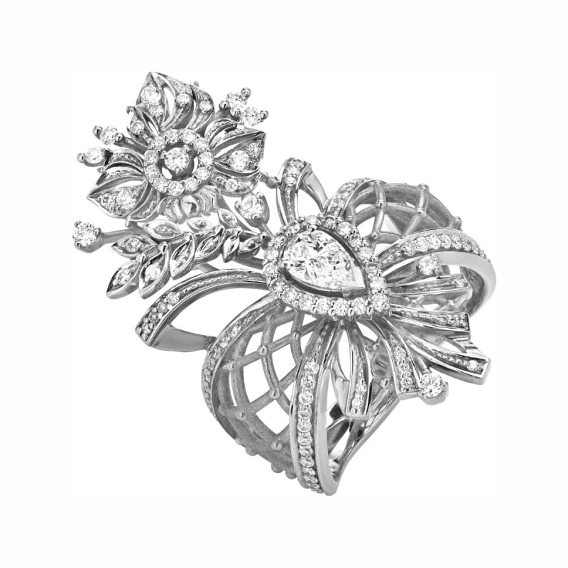 Кольцо из белого золота 750 пробы с бриллиантами 01К676558 Кольцо из белого золота 750 пробы с бриллиантами 01К676558