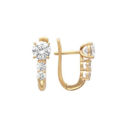 Серьги из красного золота 585 пробы с фианитами 01С114878