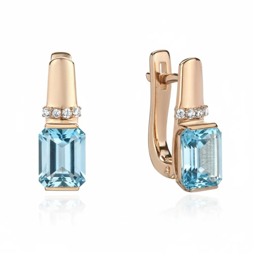 Серьги из красного золота 585 пробы с топазами и фианитами 01С3116535-1