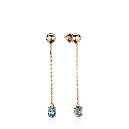 Серьги из красное золота 585 пробы с синт. шпинелью 01С2115176-1