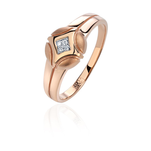 Кольцо из красного золота 585 пробы с бриллиантами 01К618858