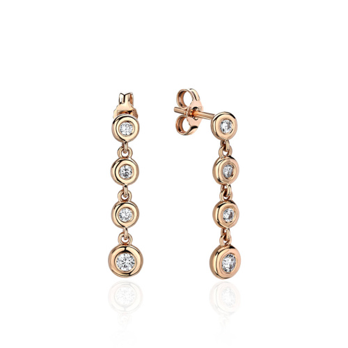 Серьги из красного золота 585 пробы с фианитами 01С1113767