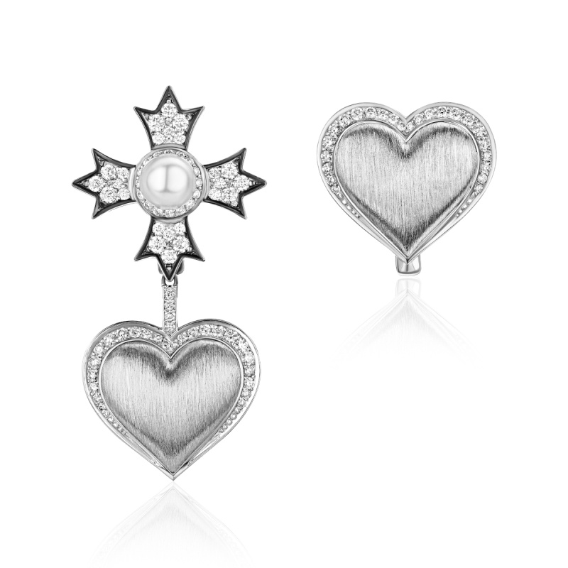 Серьги из белого золота 585 пробы 01С6215935ЧР-1