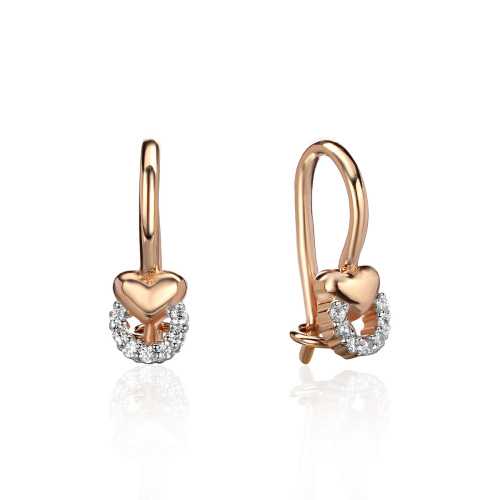 Серьги из красного золота 585 пробы с фианитами 01С1115217Р