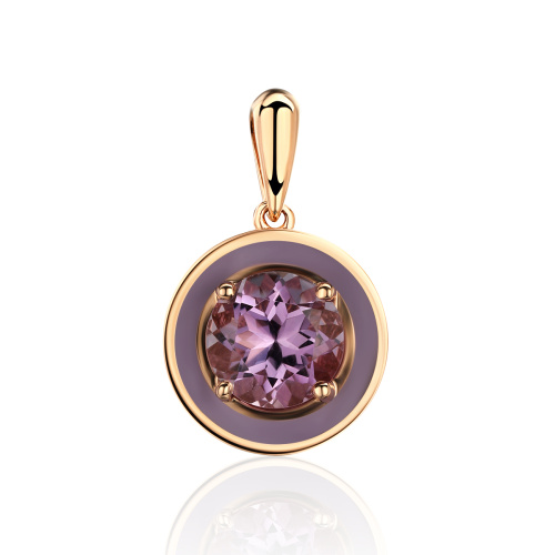 Подвеска из красного золота 585 пробы с аметистом 01П3115404Э-2