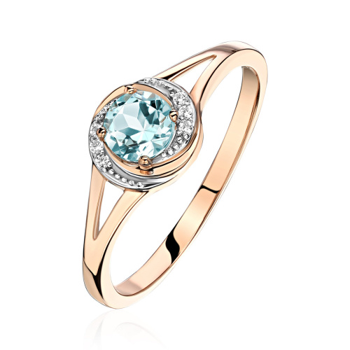 Кольцо из красного золота 585 пробы с топазом и фианитами 01К3114173Р-2