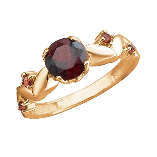 Кольцо из красного золота 585 пробы с гранатом 01К3113081-1