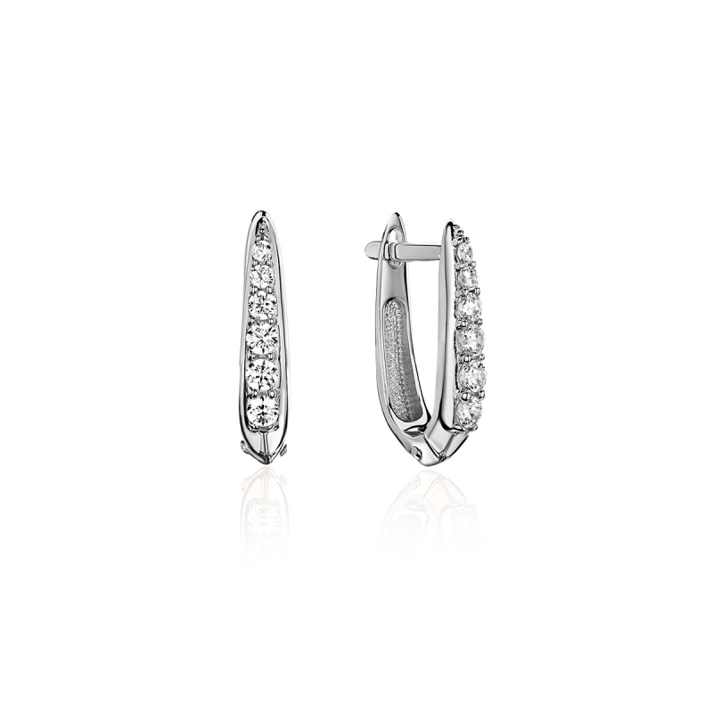 Серьги из белого золота 585 пробы с бриллиантами 01С6213955. Размер б/р