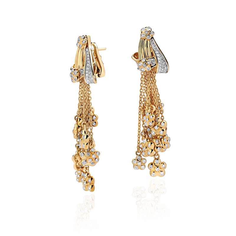 Серьги из желтого золота 585 пробы с бриллиантами 01С6313197