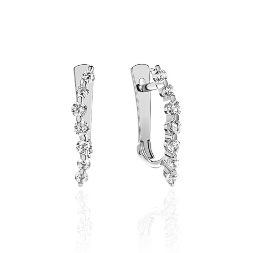 Серьги из белого золота 585 пробы с фианитами 01С125817