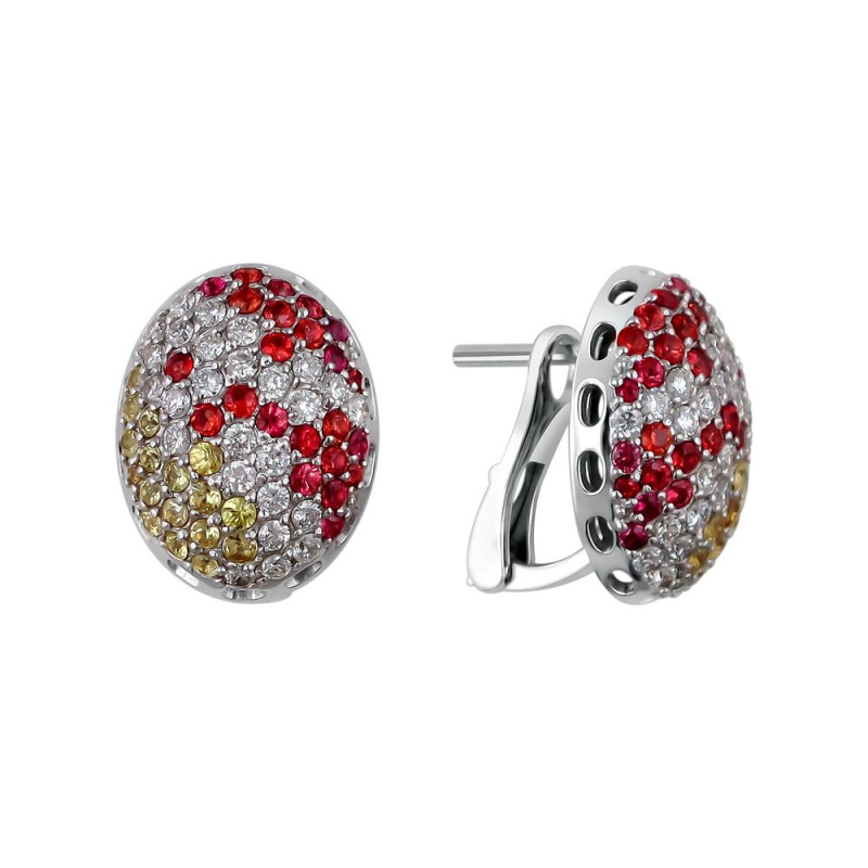 Серьги из белого золота 750 пробы с сапфирами и бриллиантами 01С675795-1