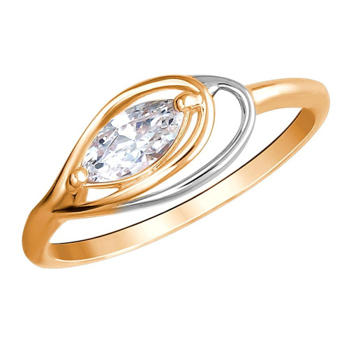 Кольцо из красного золота 585 пробы с фианитом 01К1113870Р