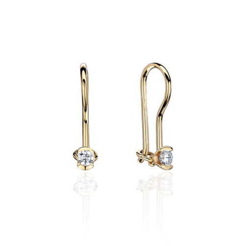 Серьги из желтого золота 585 пробы с фианитами 01С138537
