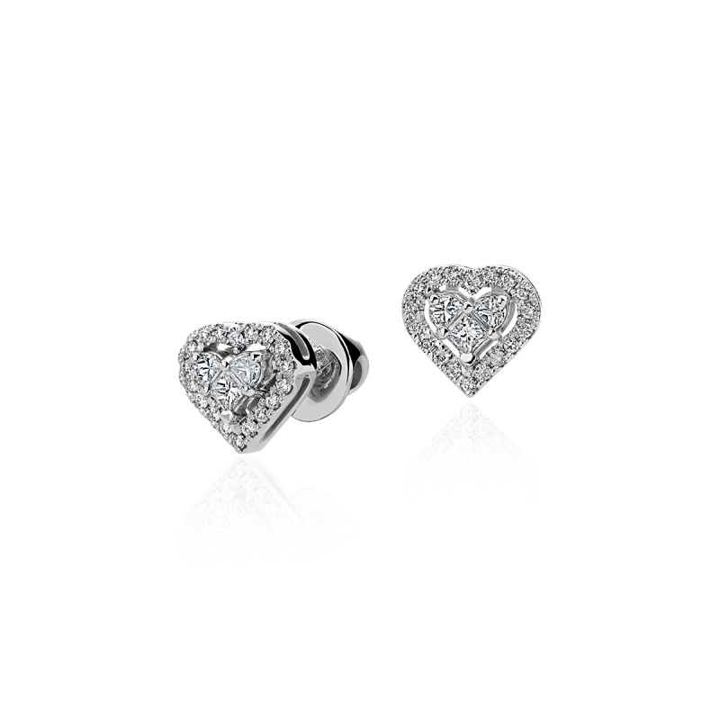 Серьги из белого золота 585 пробы с бриллиантами 01С627615Z