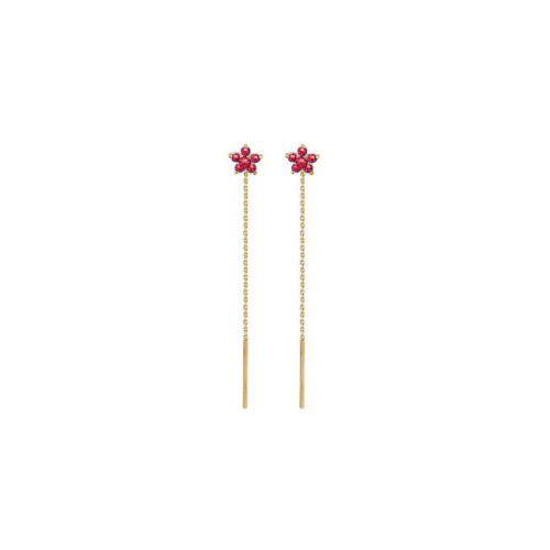 Серьги из красного золота 585 пробы с корундом 01С216274-1
