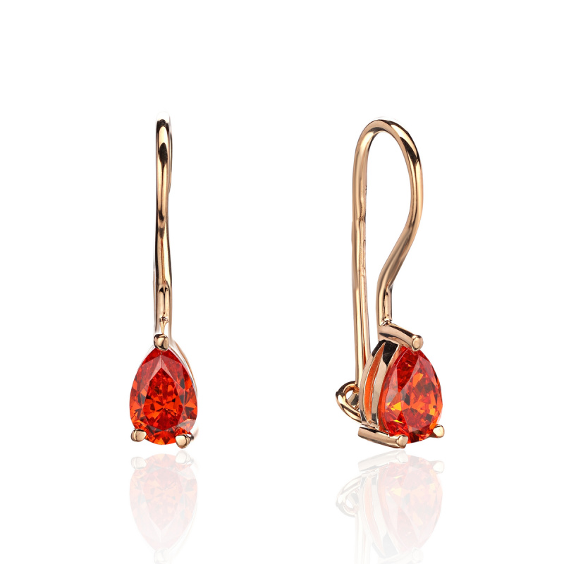 Серьги из красного золота 585 пробы с фианитами 01С214804-6