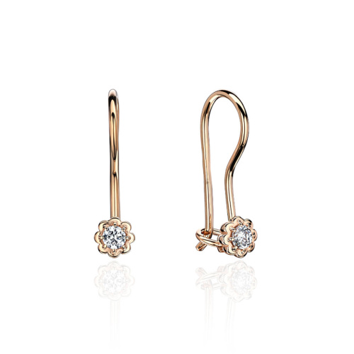 Серьги из красного золота 585 пробы с фианитами 01С116580