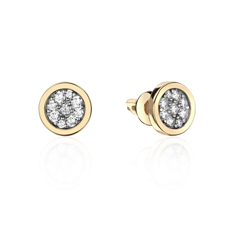 Серьги из желтого золота 585 пробы с фианитами 01С1314226Р