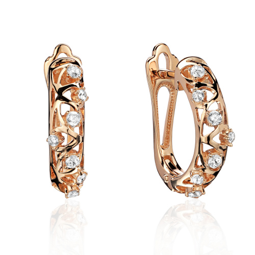 Серьги из красного золота 585 пробы с фианитами 01С1115672