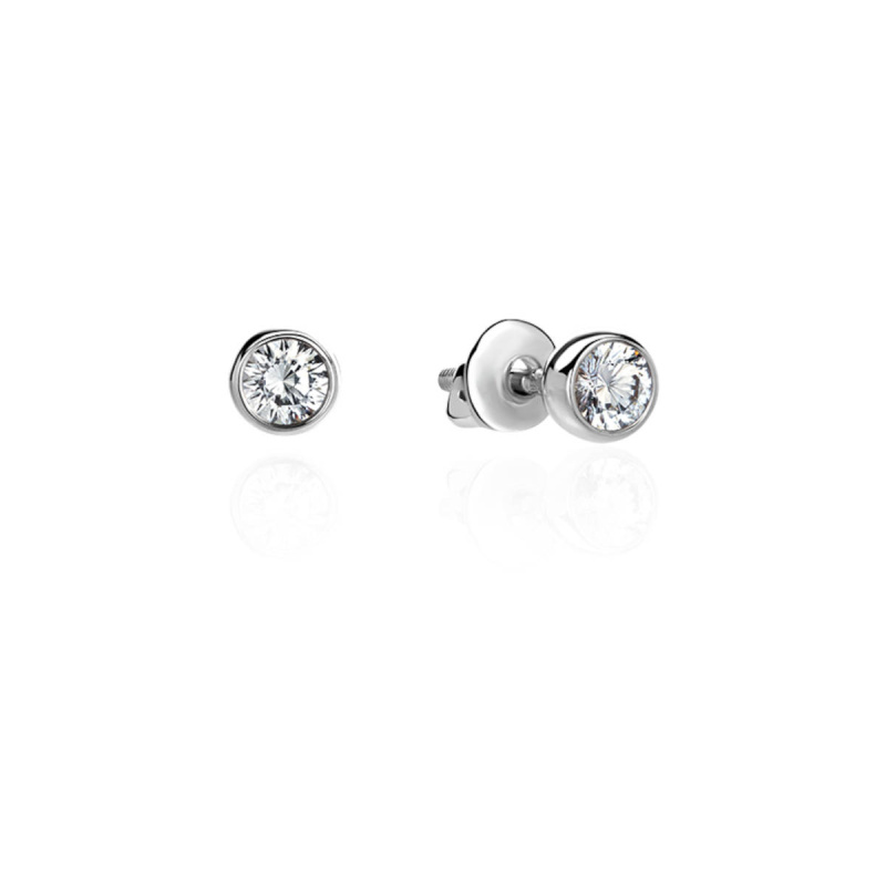 Серьги из белого золота 585 пробы с фианитами 01С129308
