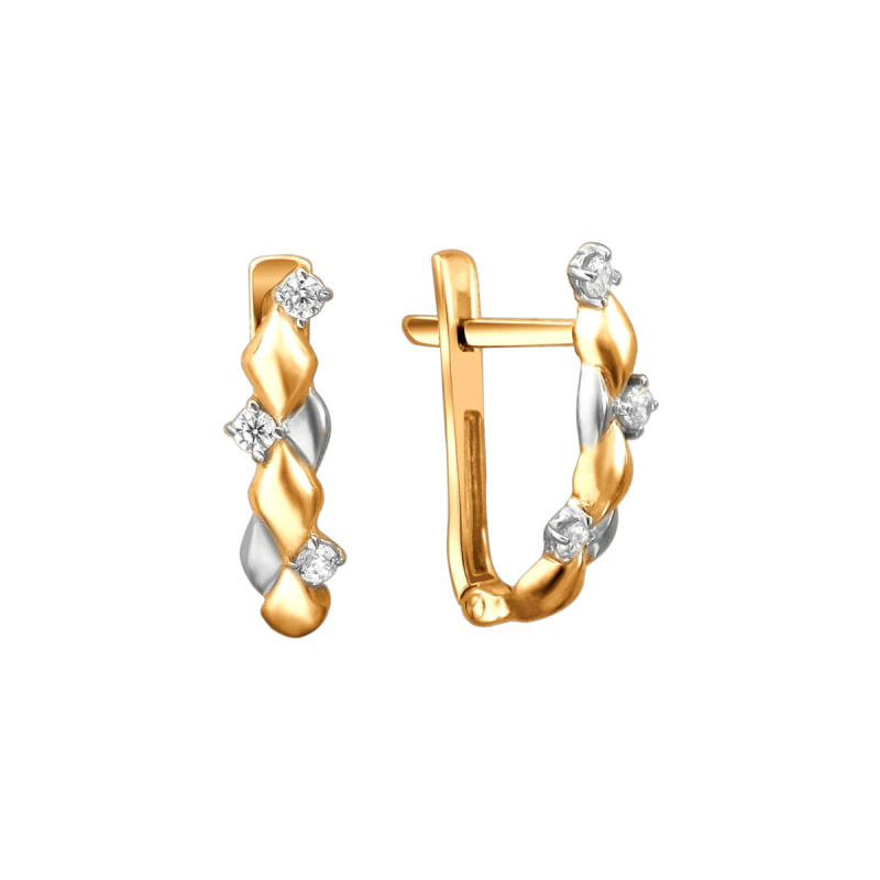 Серьги из красного золота 585 пробы с фианитами 01С1112326Р