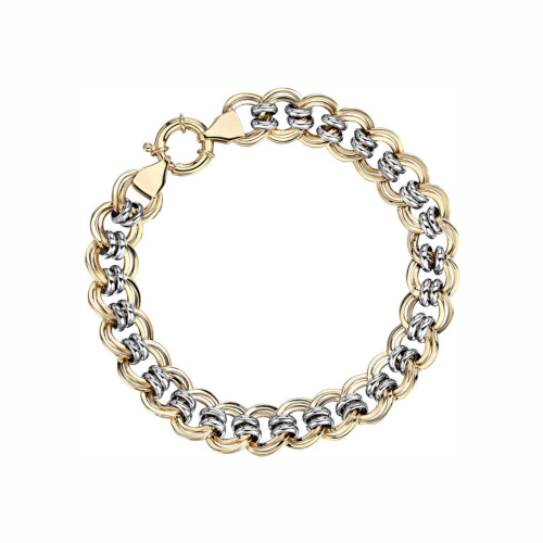 Браслет из комбинированного золота 585 пробы без вставок 01Б0621087Ж