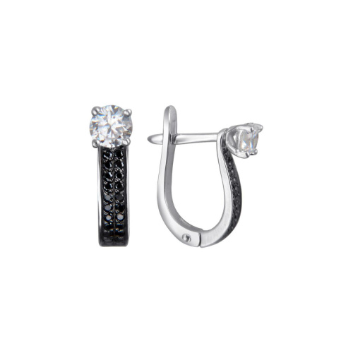 Серьги из белого золота 585 пробы с фианитами 01С225356-1