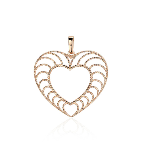 Подвеска "Сердце" из красного золота 585 пробы без вставок 01П0131002