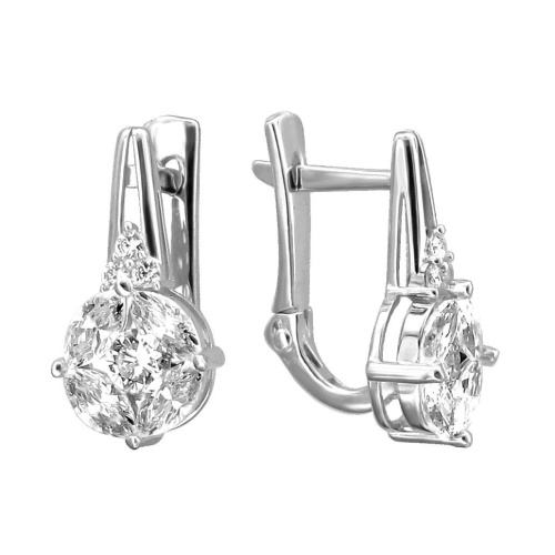 Серьги из белого золота 585 пробы с фианитами 01С1213159