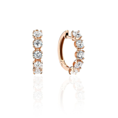 Серьги из красного золота 585 пробы с фианитами 01С1113731