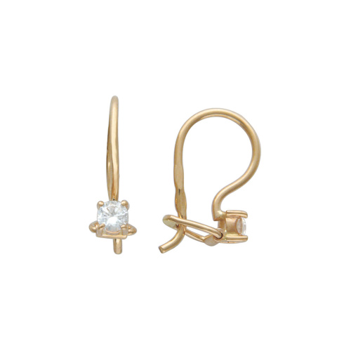 Серьги из красного золота 585 пробы с фианитами 01С114916