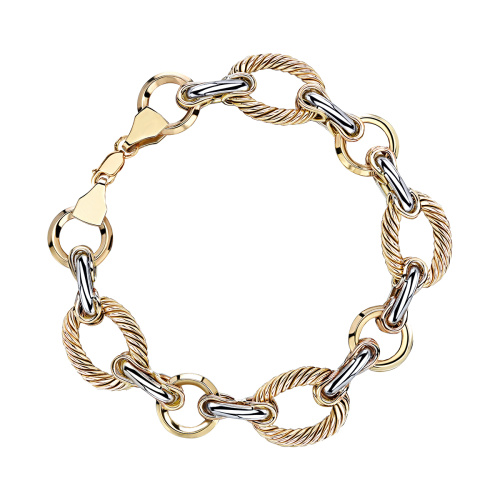 Браслет из комбинированного золота 585 пробы без вставок 01Б0621099Ж